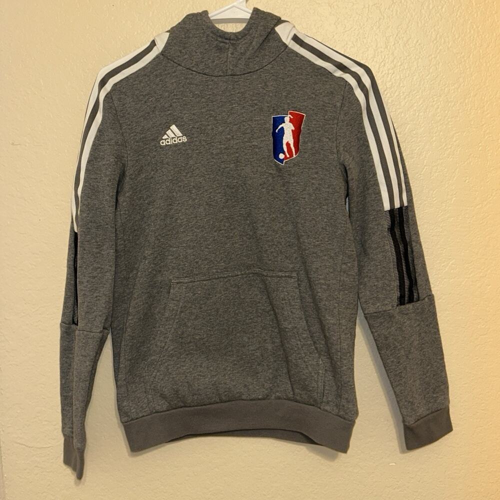 Adidas Hoodie Girls Xsmall 5-6 Gray Soccer Pullover Light Sweater